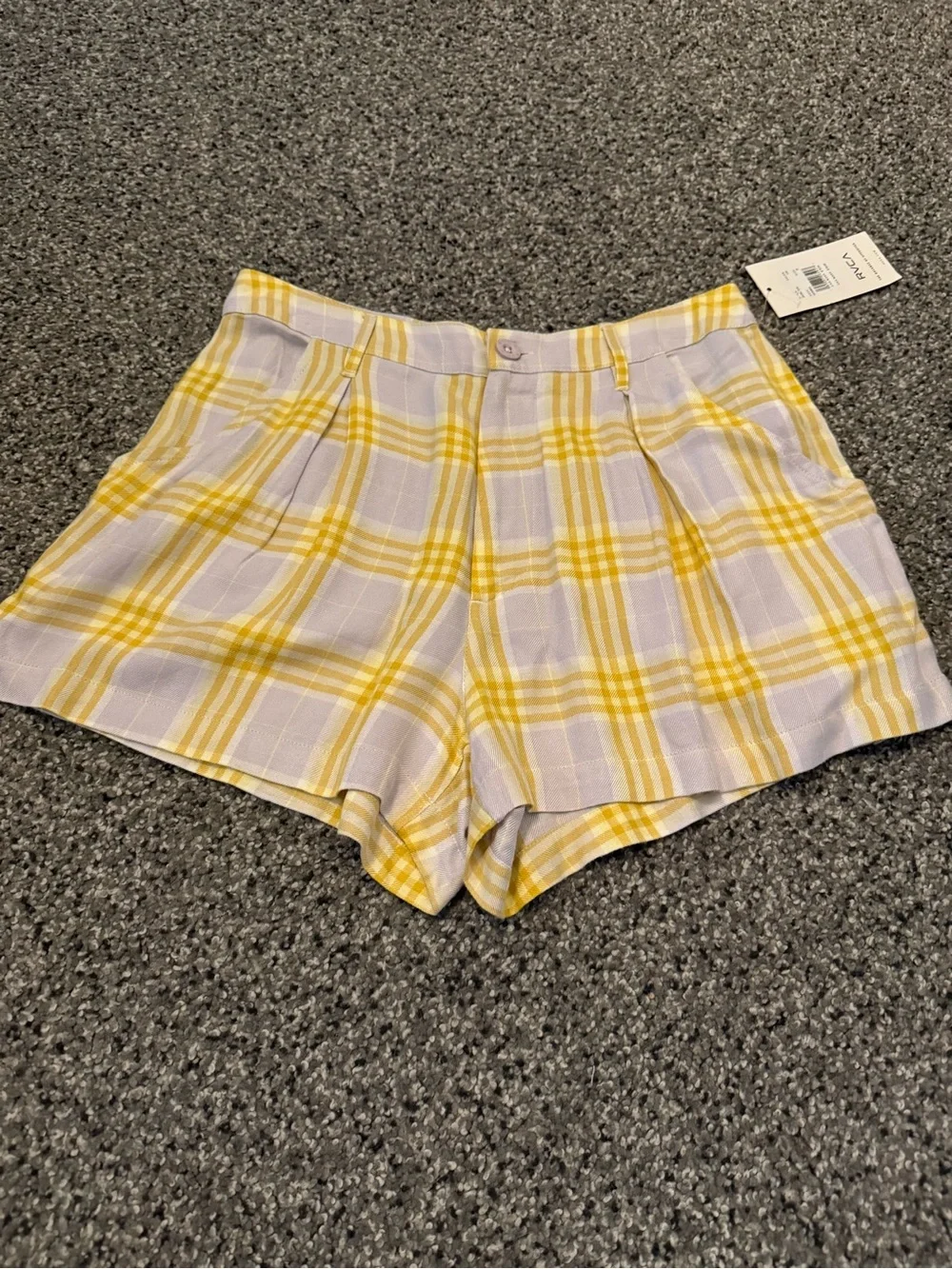 RVCA Yellow & Lavender Plaid Women's Shorts